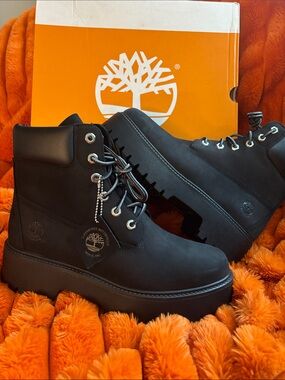Timberland Black Chunky Platform Lace-Up Boots